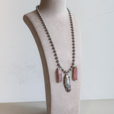 3 Charm Necklace (Rose Quartz & Abalone)