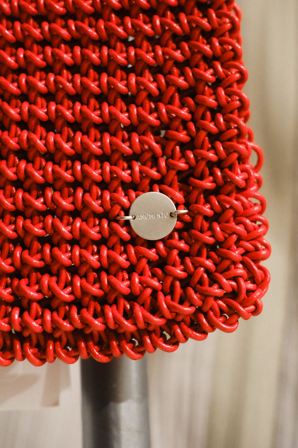 Mini Handmade Leather Net Bag (Red)