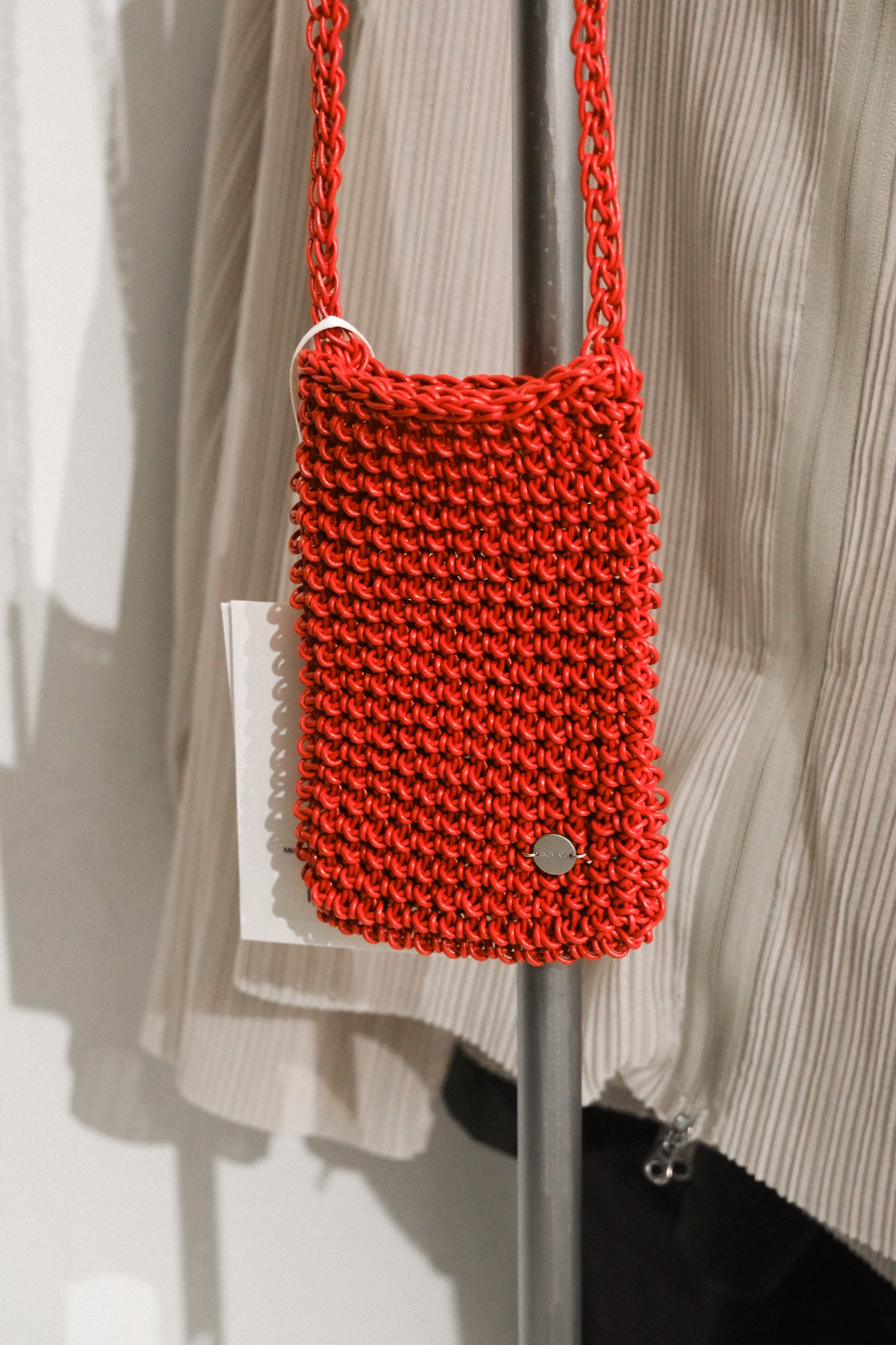 Mini Handmade Leather Net Bag (Red)