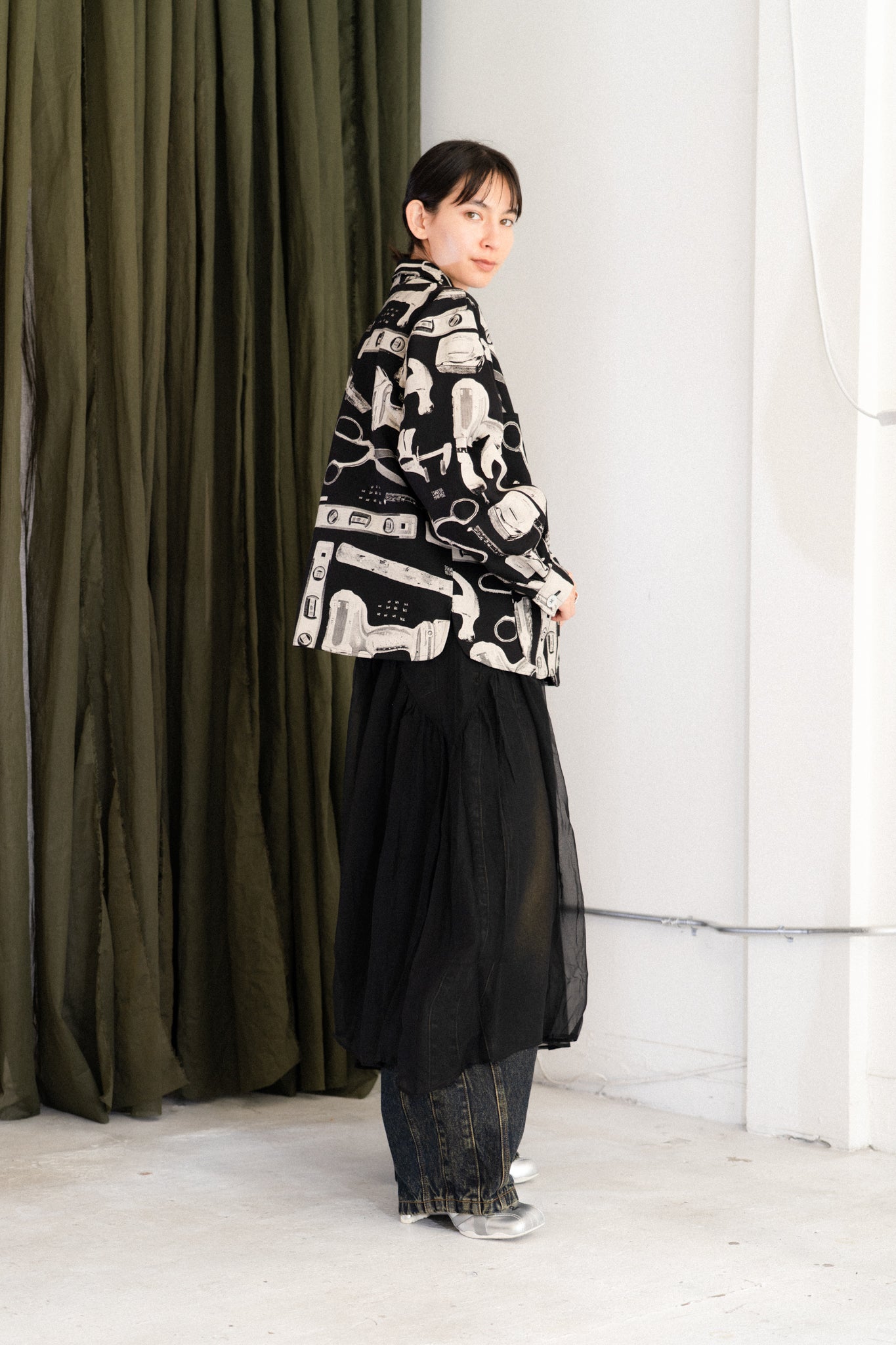 Tool Print Chore Coat (Black)