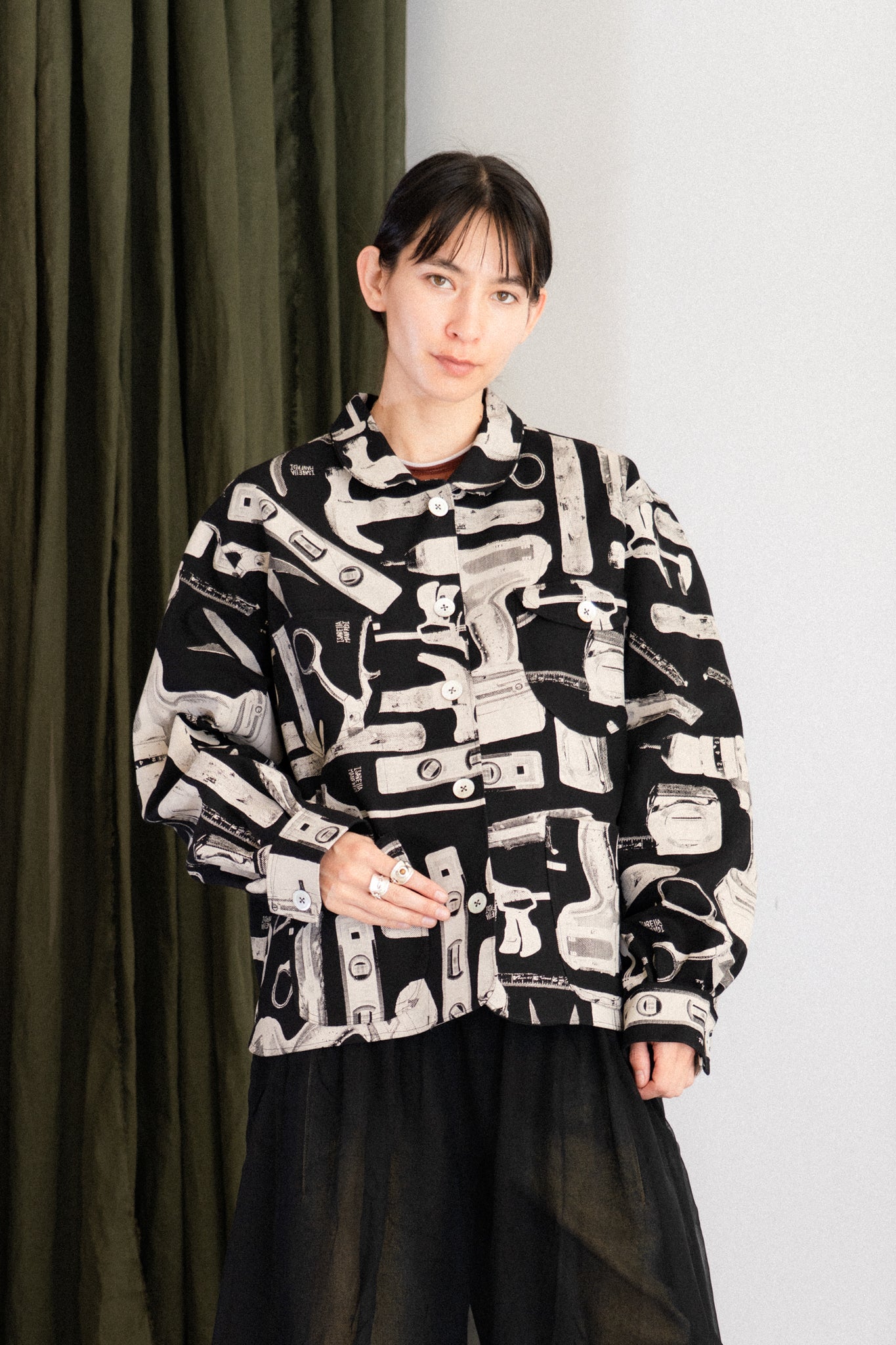 Tool Print Chore Coat (Black)