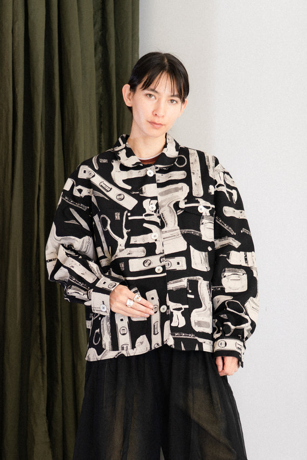 Tool Print Chore Coat (Black)