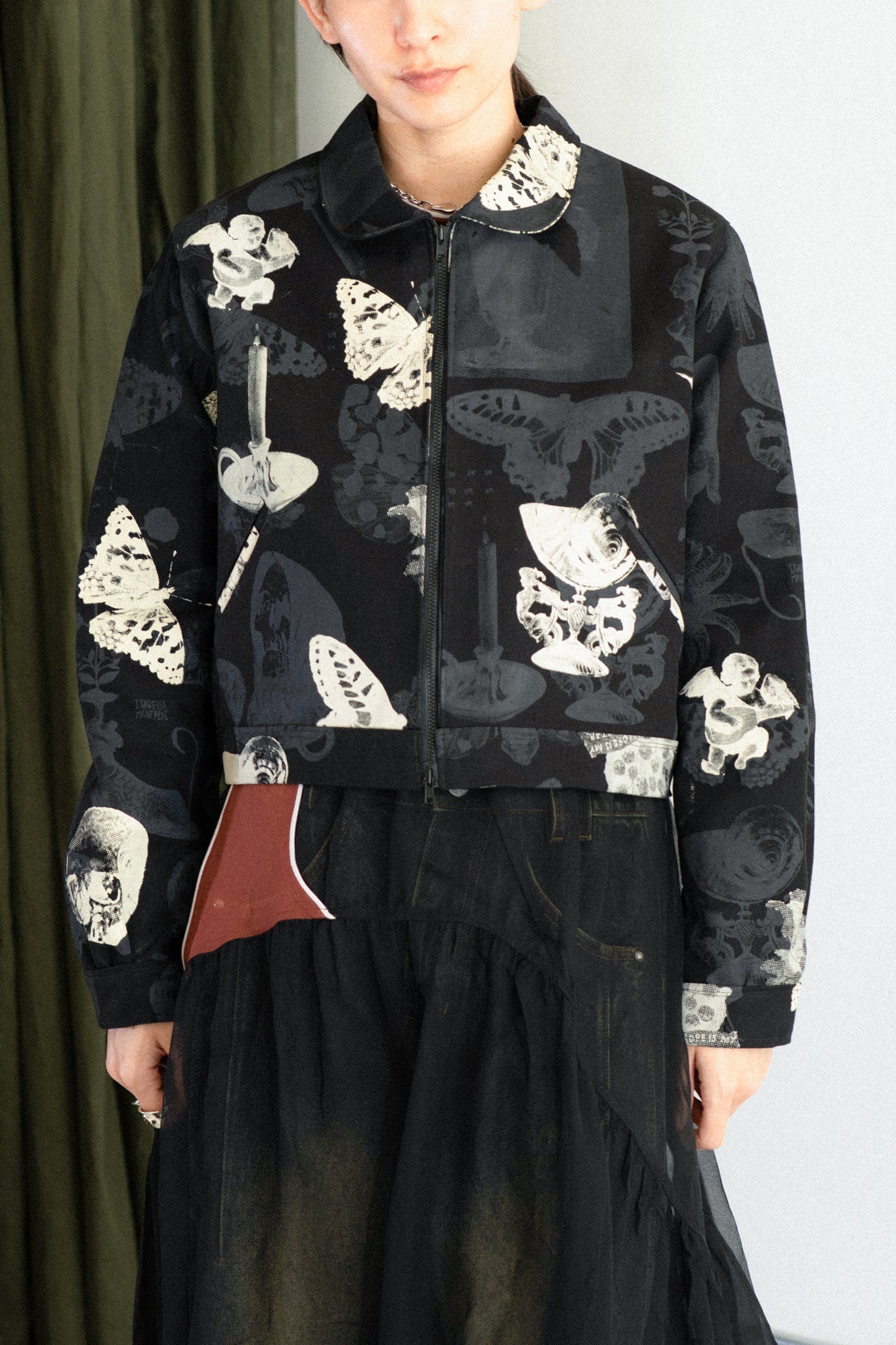 ELLIE フラワージャケットBLACK Ramona Secret Nature Zip Up Jacket (Navy) - Isabella Manfredi at