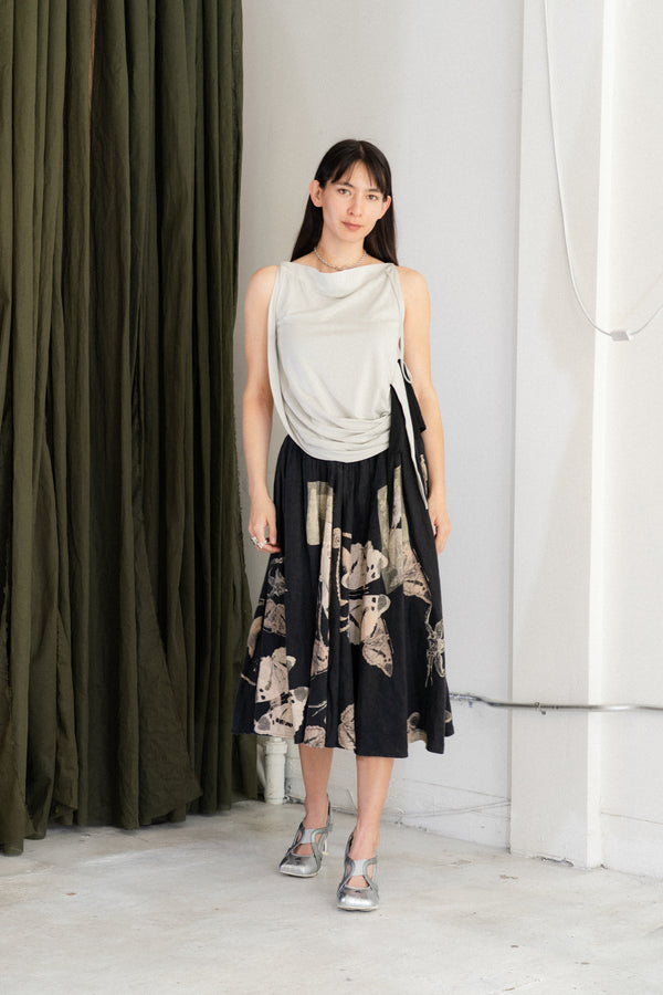 Printed Washed Linen Skirt