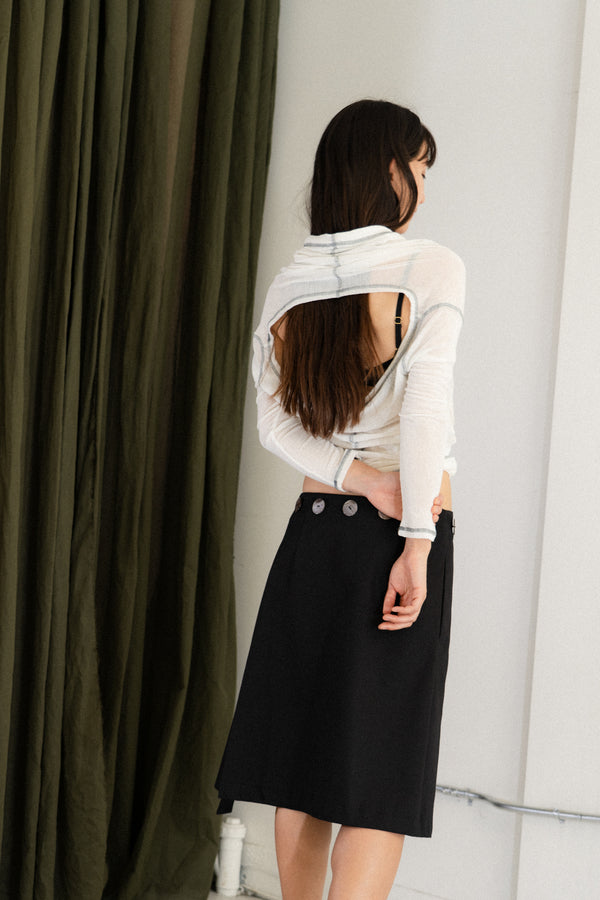 Back Flare Mesh Top (White)