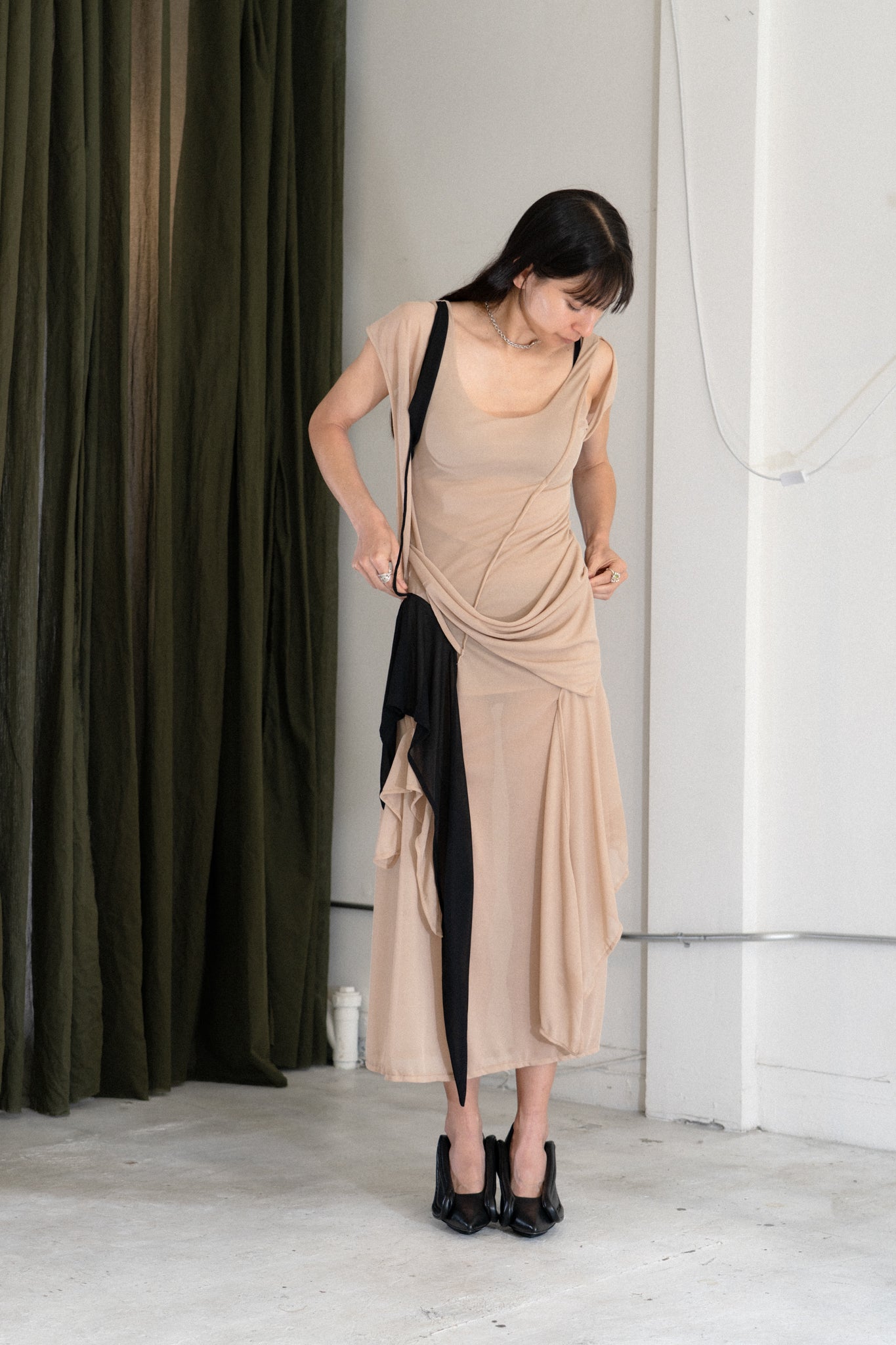 Antro Mesh Dress (Beige)