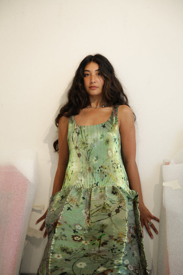 Moon Pleated Dress (Iridescent Frances)