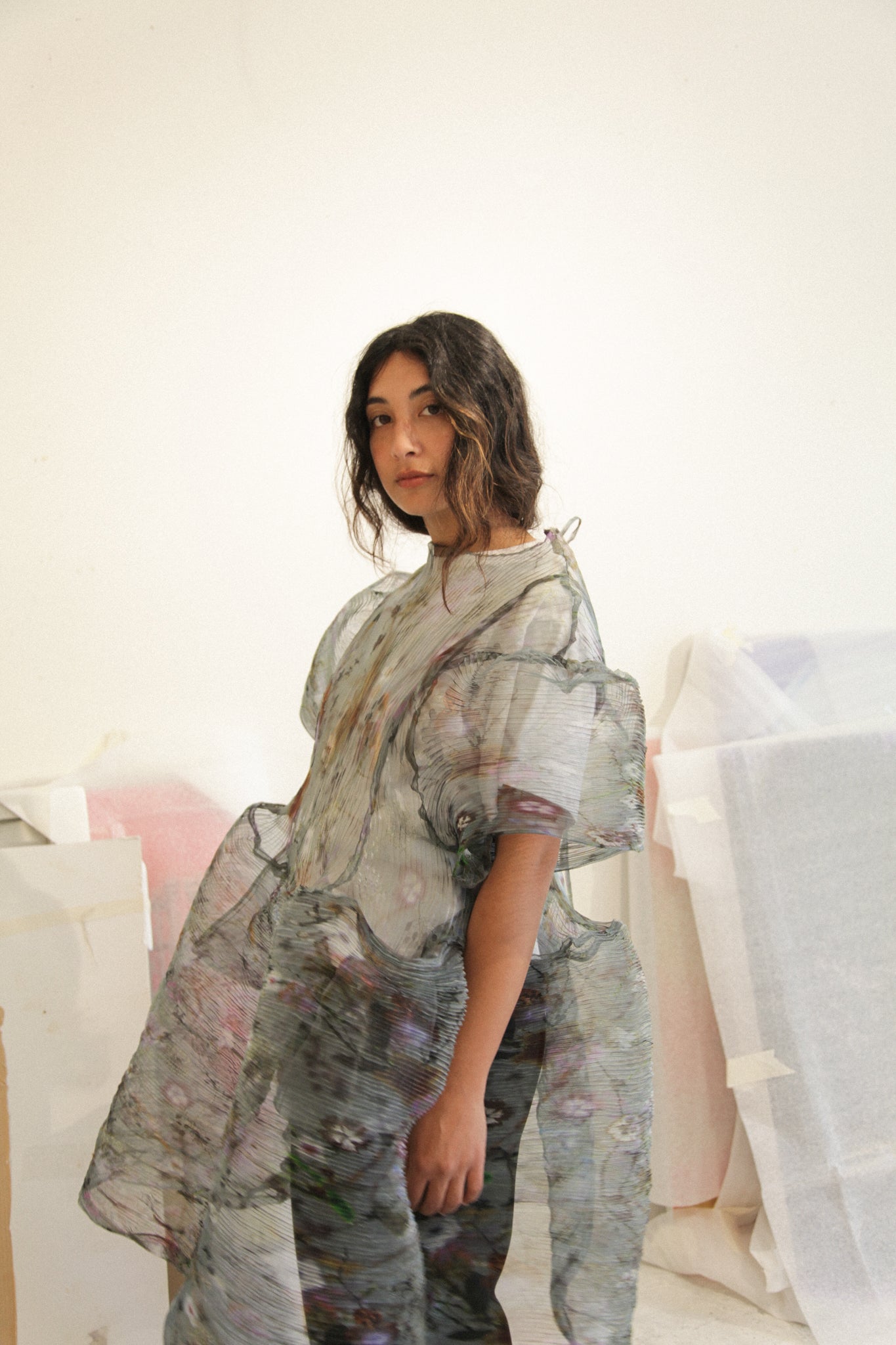Thekla Handpleated Dress (Transparent Frances)