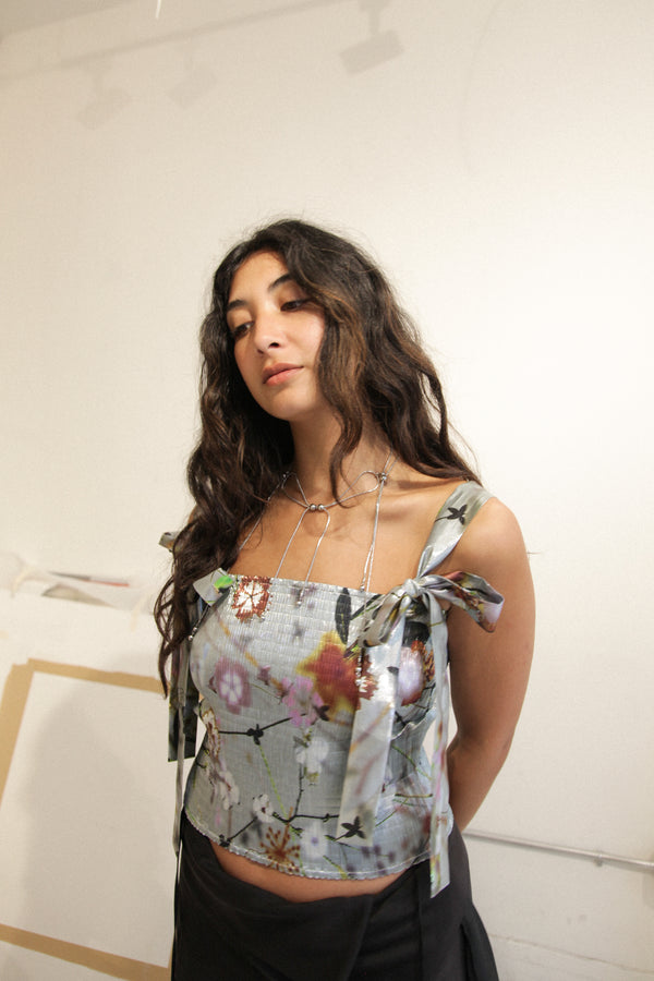 June Smocked Top (Metallic Frances)