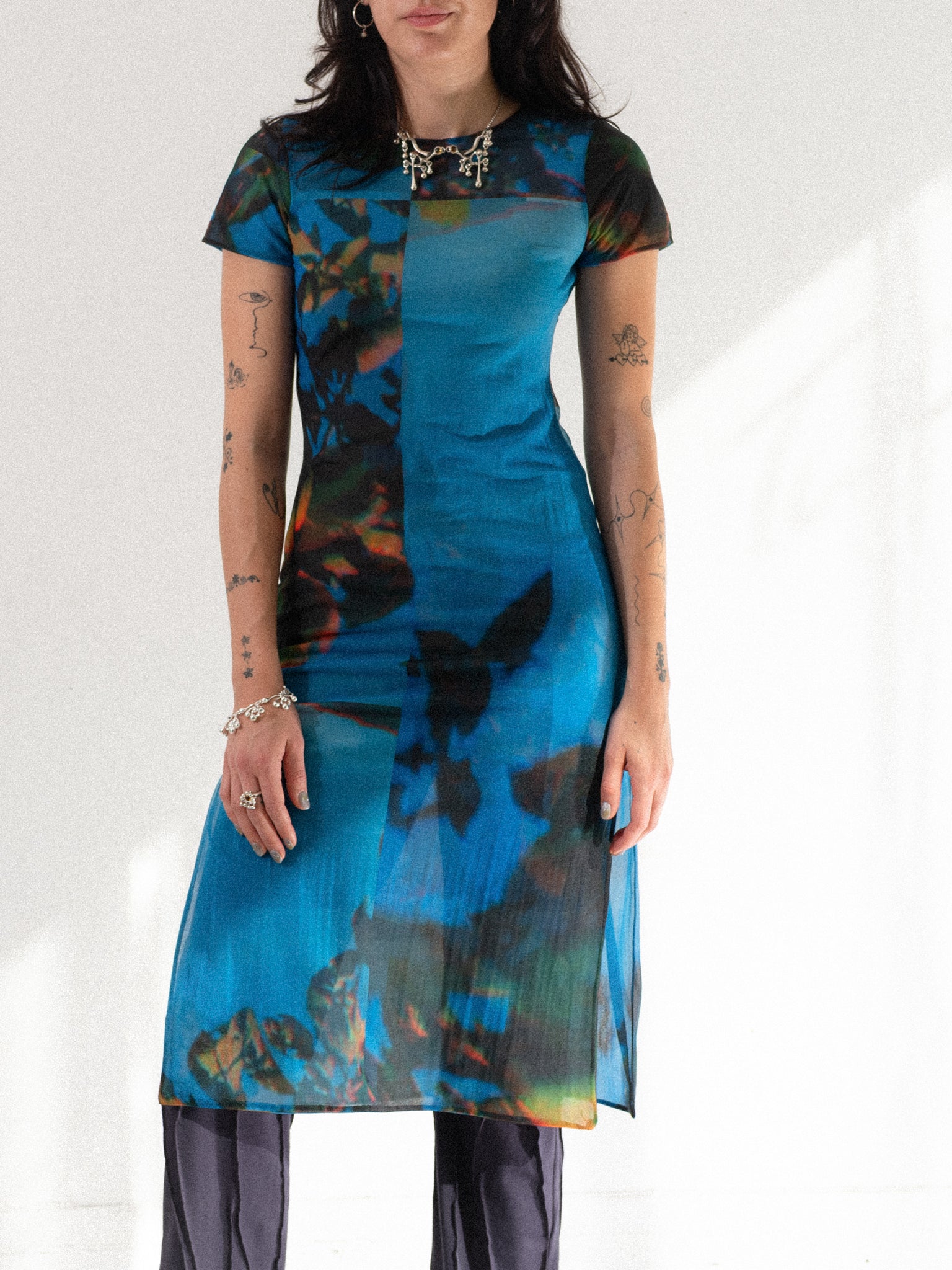 Apple Tree Mesh Midi Dress