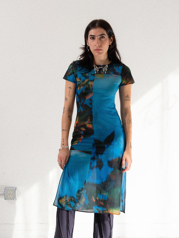 Apple Tree Mesh Midi Dress