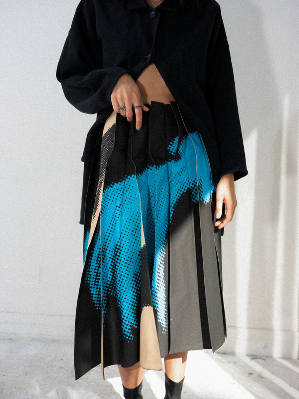 Shooting Star Flip Pleat Midi Skirt