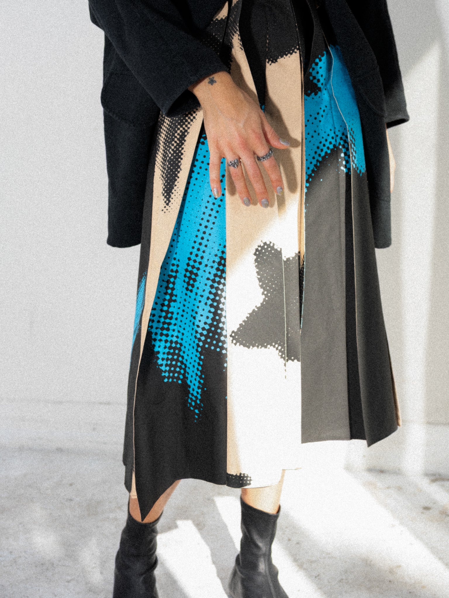 Shooting Star Flip Pleat Midi Skirt