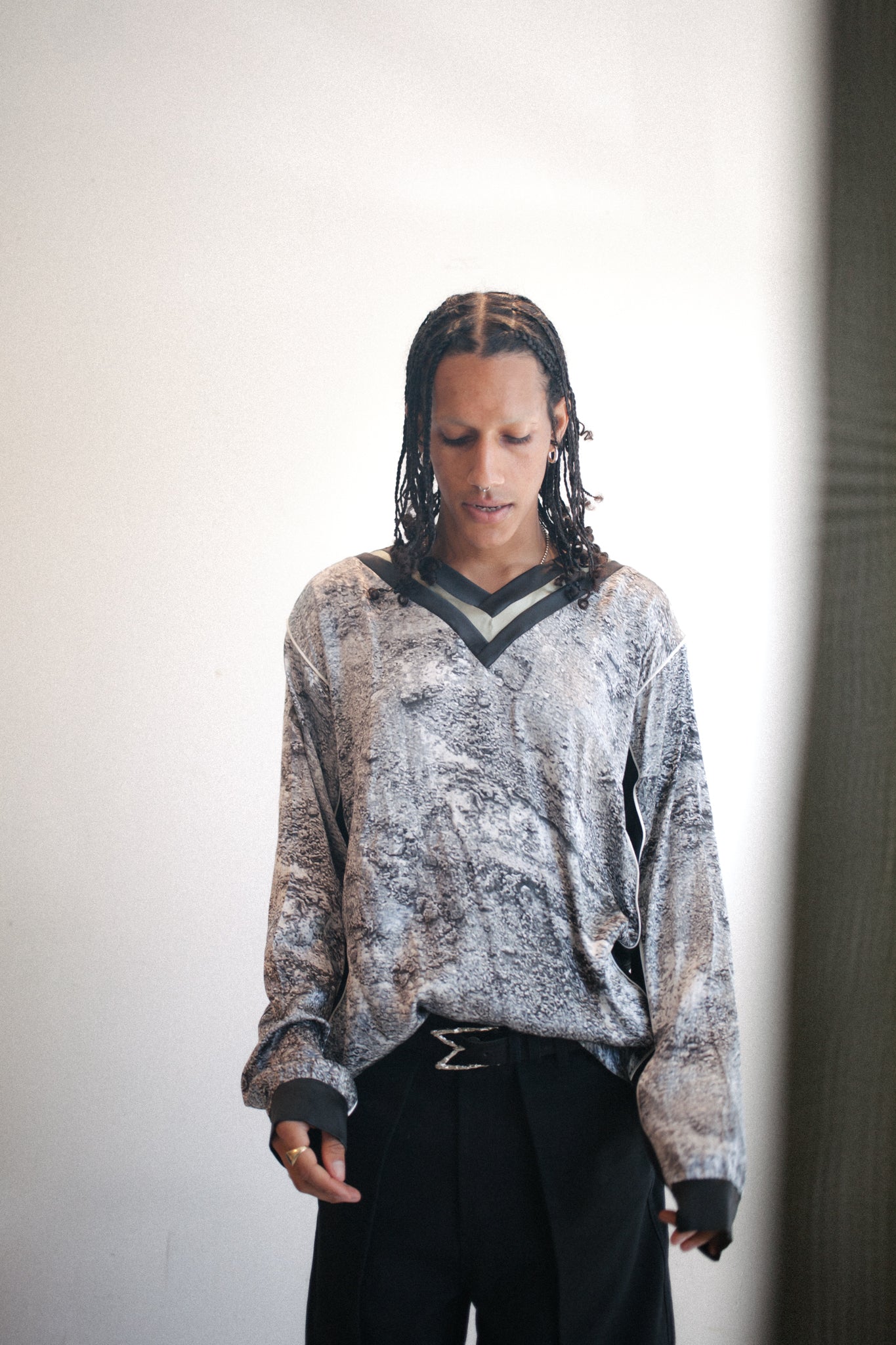 Sharjah Dust Double V-Neck Silk Top