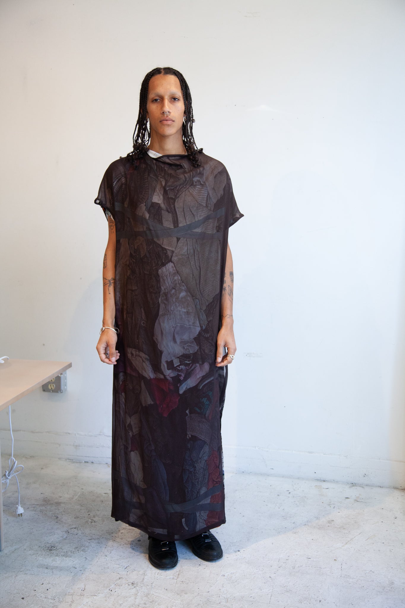 Compressed Garments Silk and Viscose Column Dress