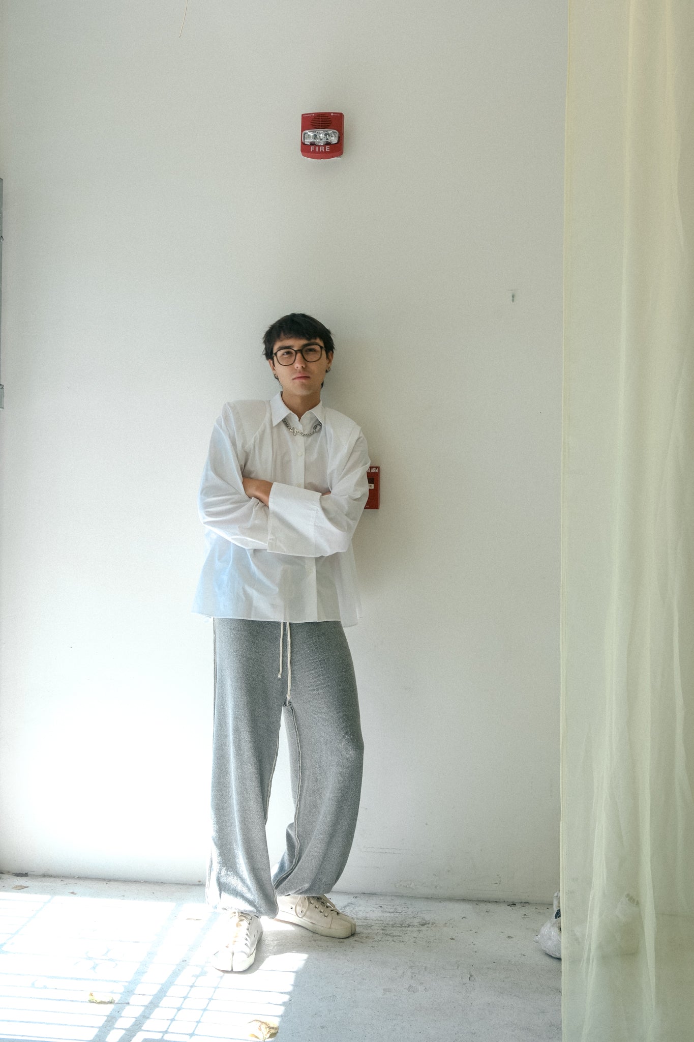 Pavement Knit Silk Trouser (Gray)
