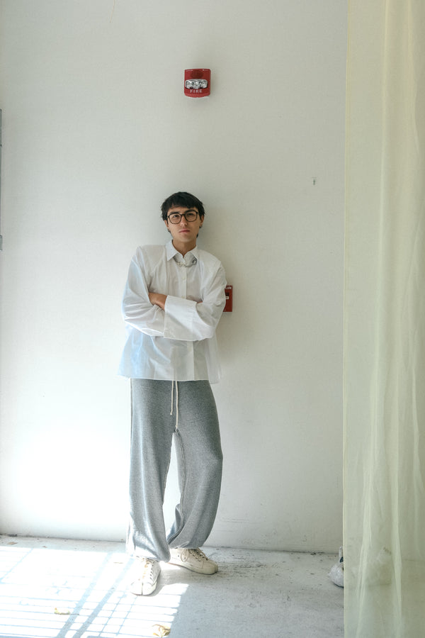 Pavement Knit Silk Trouser (Gray)