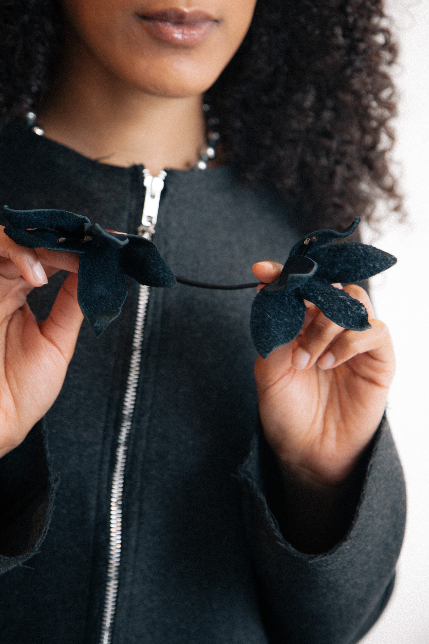 Wool Zip-up Floral Keychain