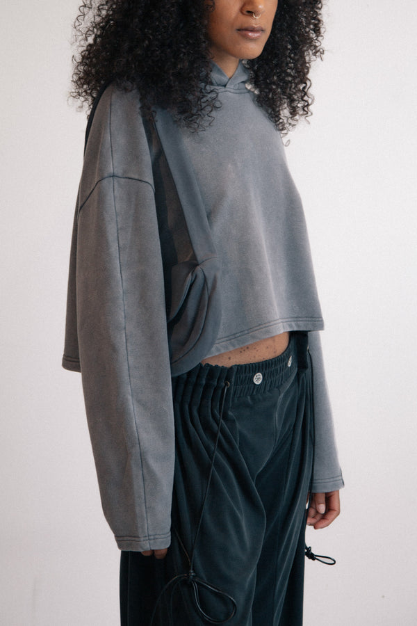 Purse Cropped Hoodie (Gray)