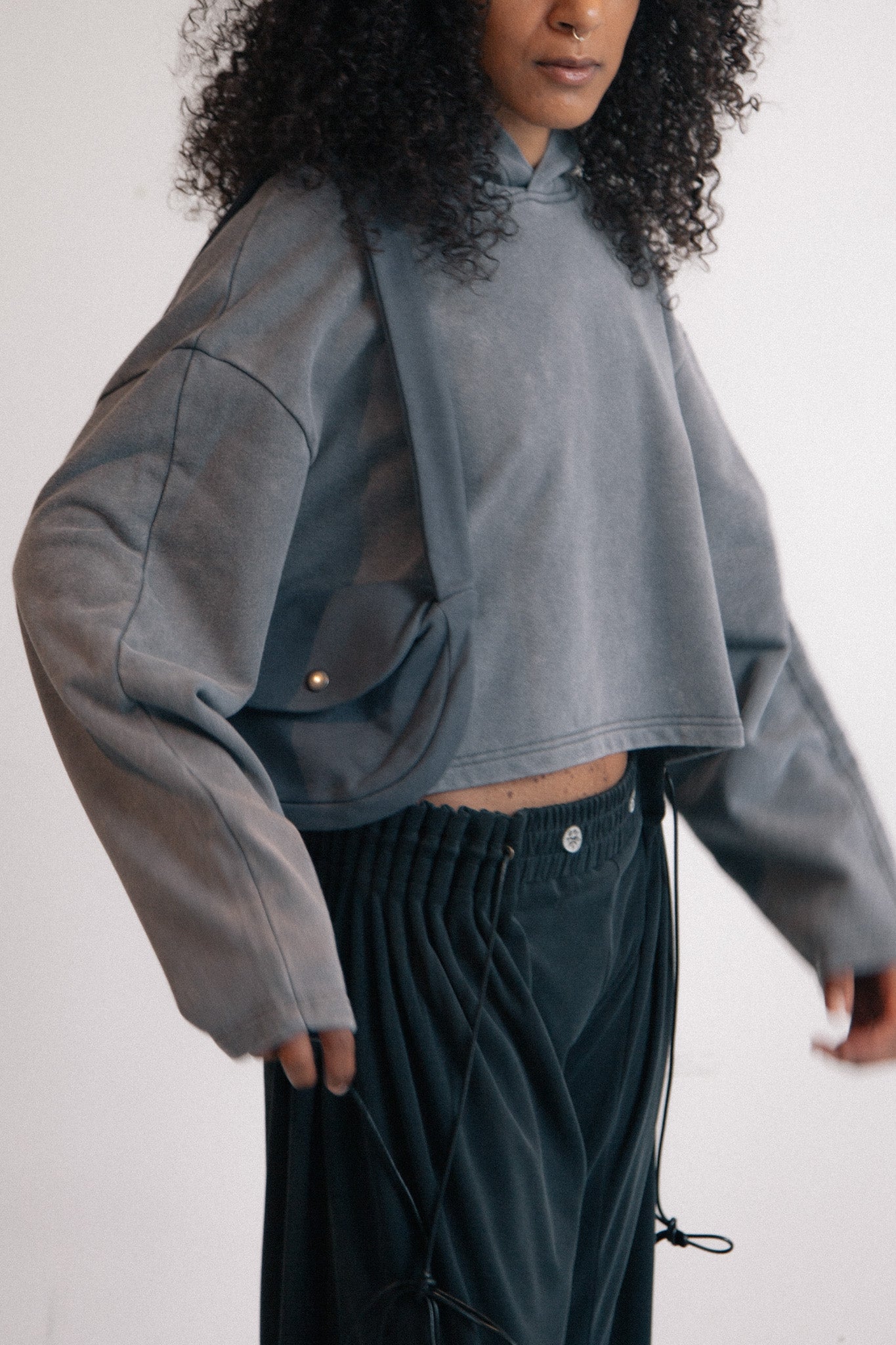 Purse Cropped Hoodie (Gray)