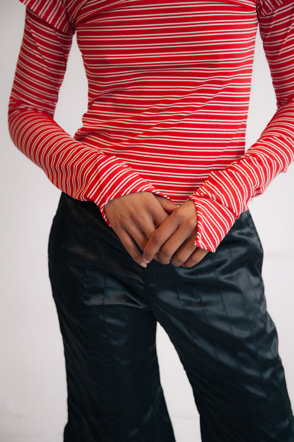Striped Double LS Tee (Red)