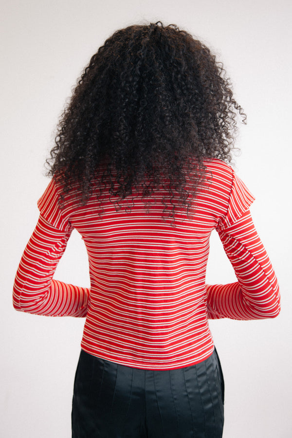 Striped Double LS Tee (Red)