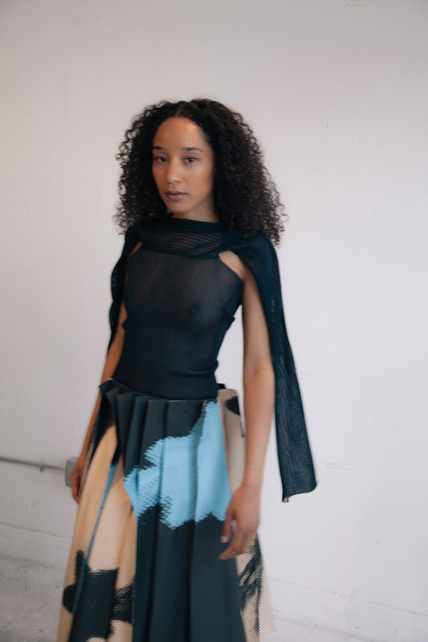 Sheer Multi-Way Top (Teal Black)