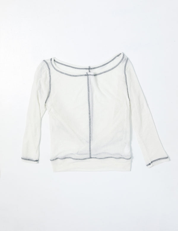 Back Flare Mesh Top (White)