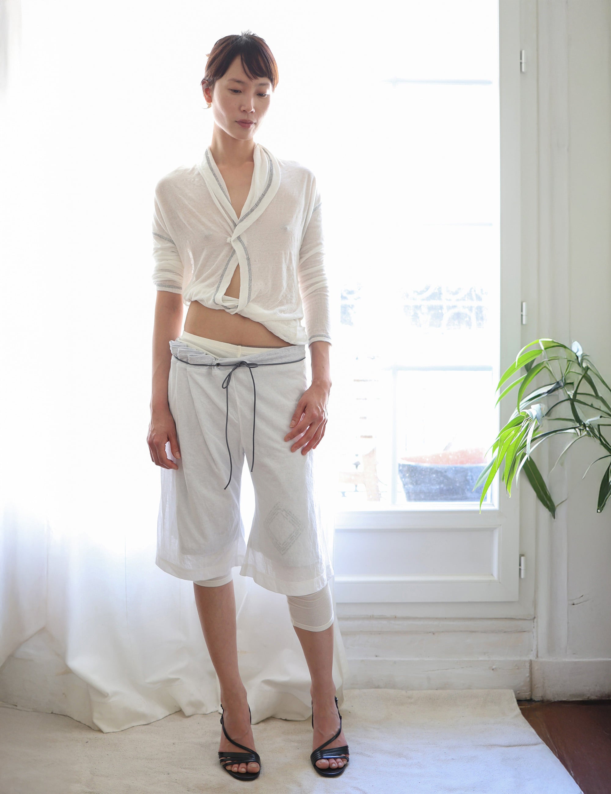 Back Flare Mesh Top (White)
