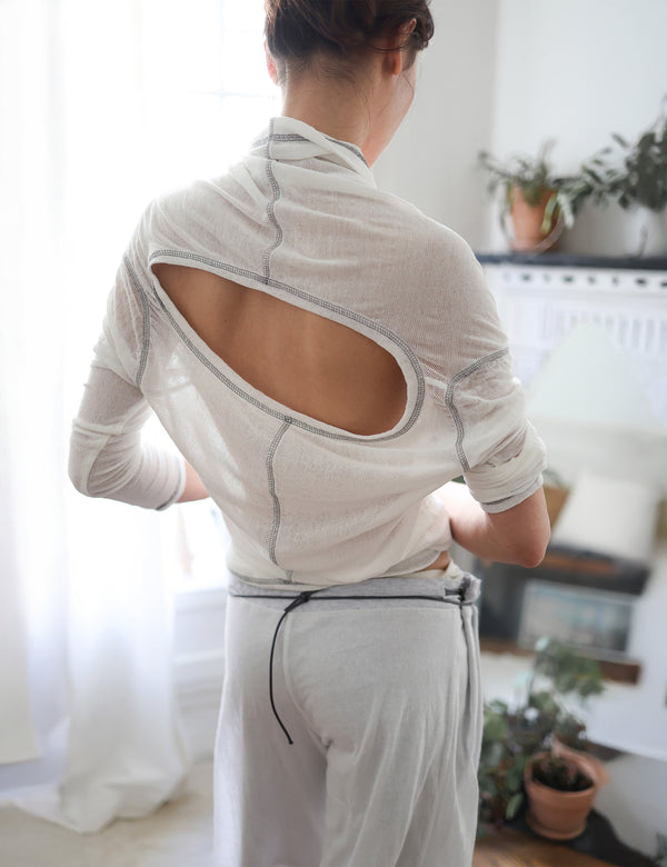 Back Flare Mesh Top (White)
