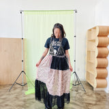 Lace & Crochet Dress (Black/Pink)