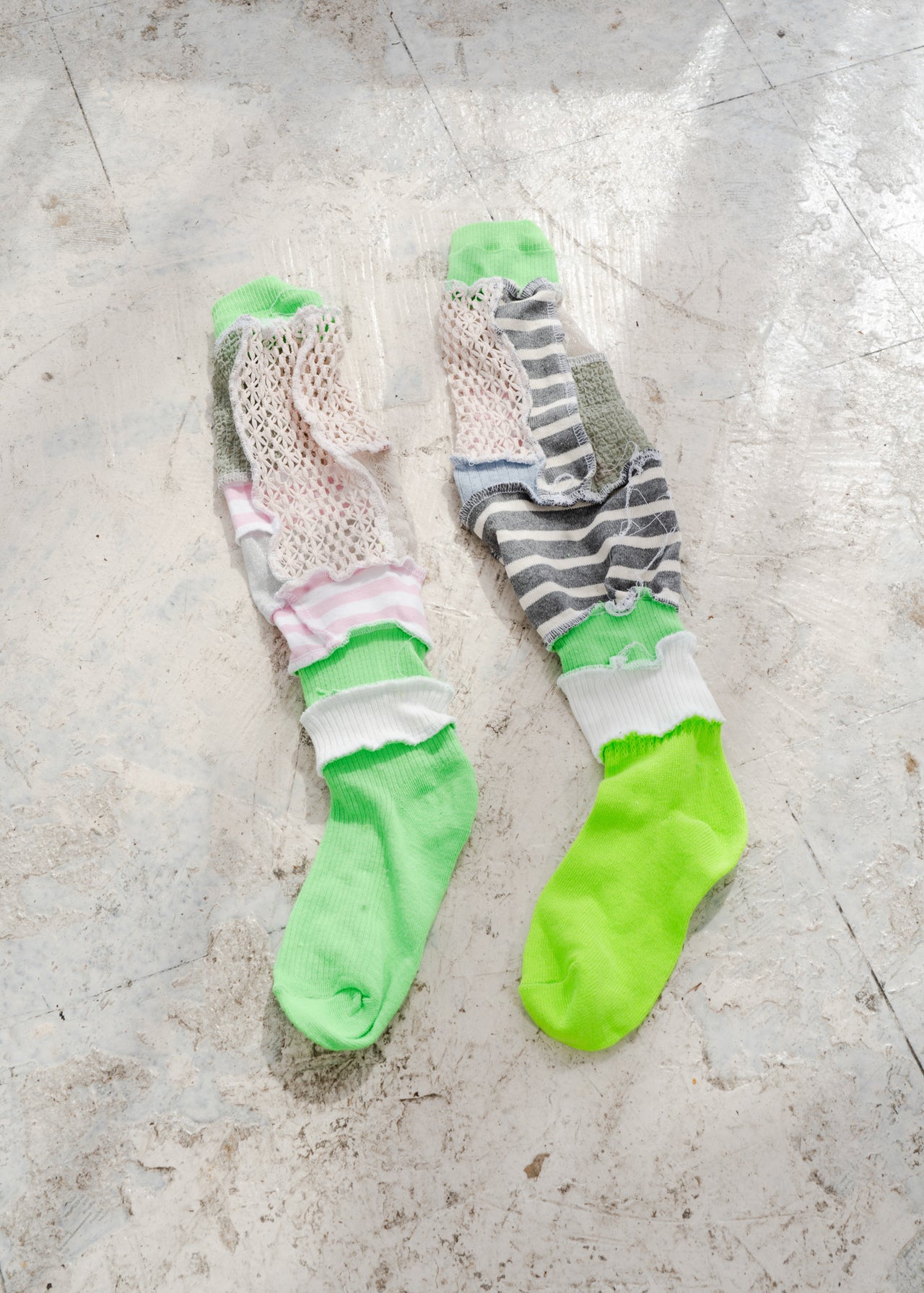 Patchwork Socks (Green - Long)