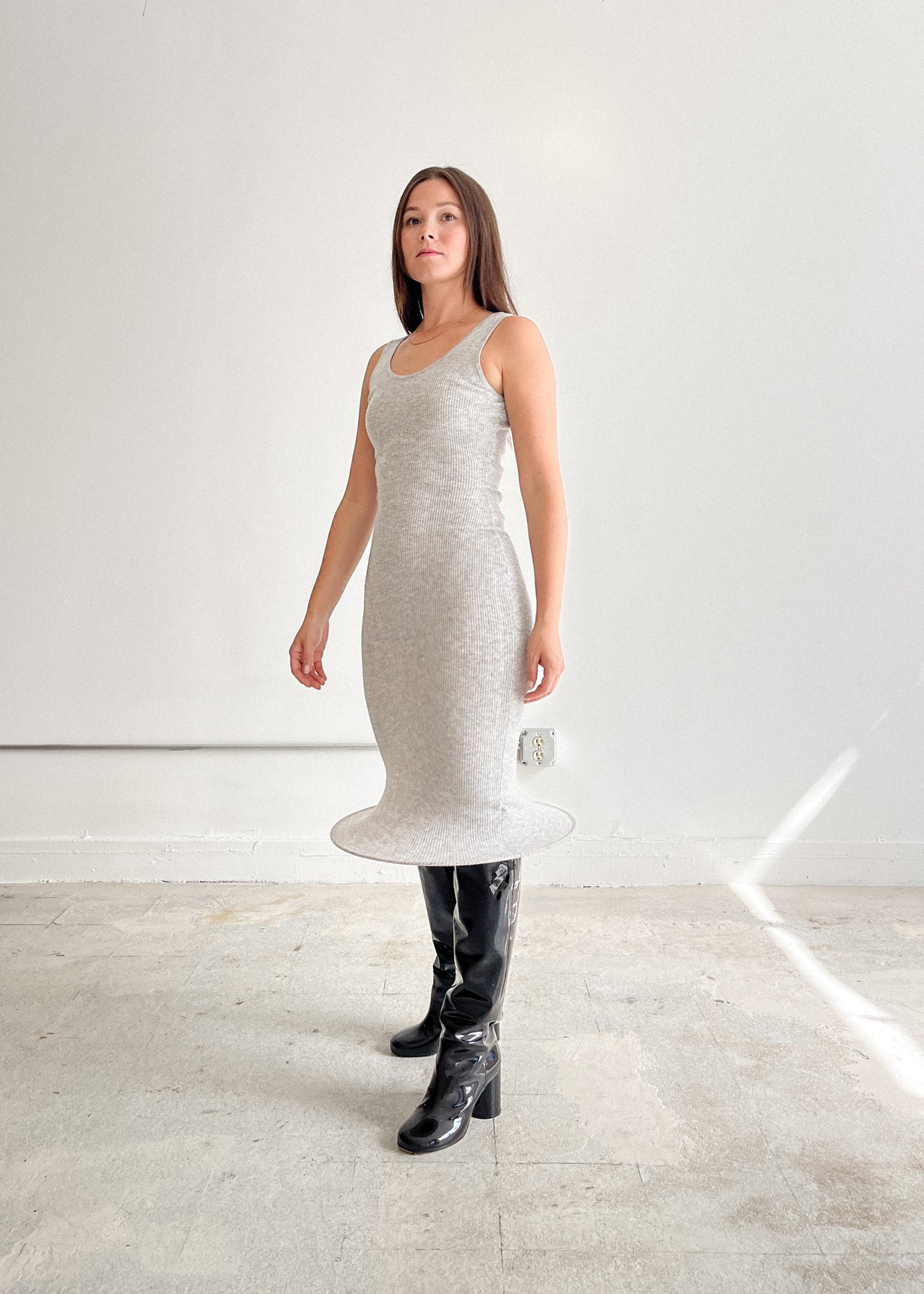 Hoop Knit Tank Dress (Grey)