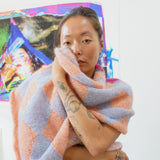 Jumbo Checkered Knit Scarf (Pastel Multi)