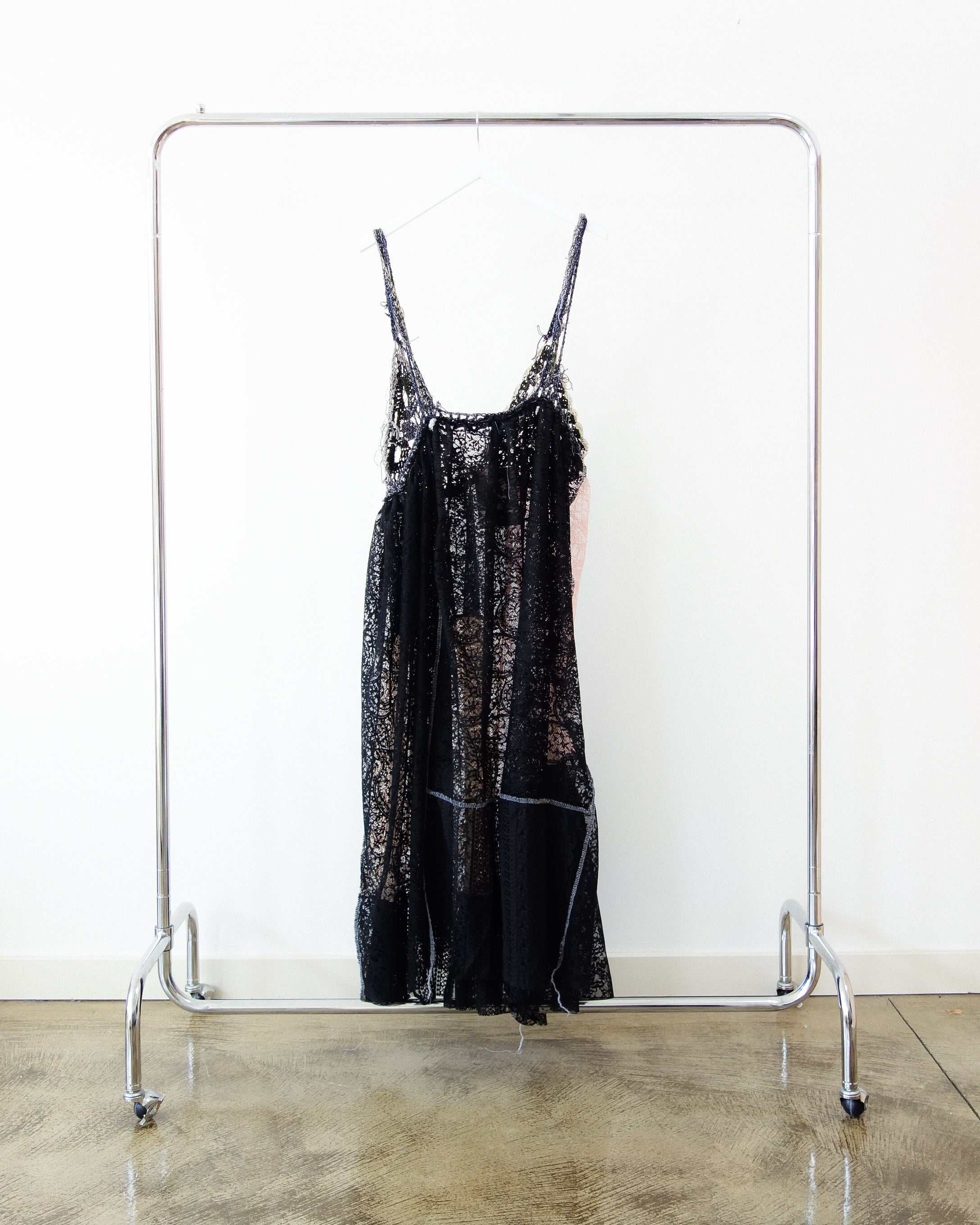 Yusho Kobayashi Lace & Crochet Dress — Black/Pink at Two Two