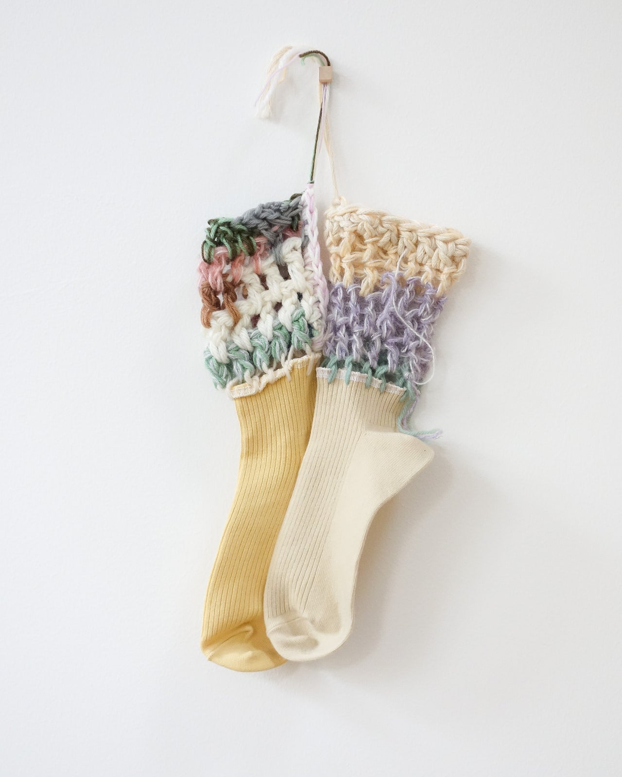 Crochet Socks — Yellow/Cream
