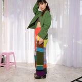 Slouchy Crochet Pants (Orange/Check)