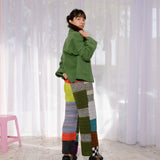 Slouchy Crochet Pants (Orange/Check)