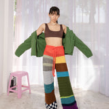 Slouchy Crochet Pants (Orange/Check)